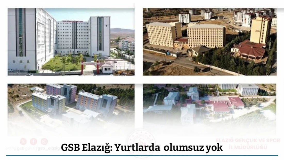 GSB Elazığ: Yurtlarda  olumsuz yok