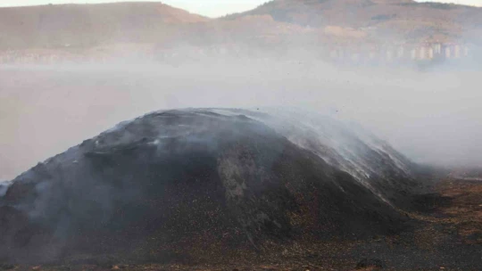 Elazığ'da çıkan yangında 400 ton saman kül oldu