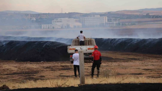 Elazığ'da çıkan yangında 400 ton saman kül oldu