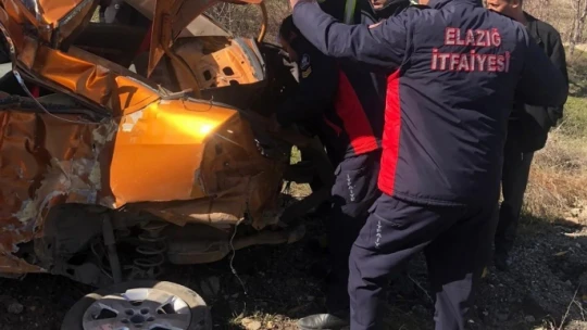 Elazığ'da otomobil aydınlatma direğine çarptı: 1 yaralı