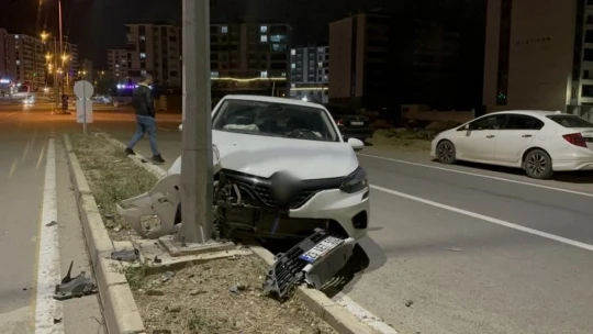 Elazığ'da otomobil aydınlatma direğine çarptı: 1 yaralı