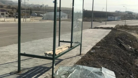 Elazığ'da şehir magandaları durak camlarını kırdı