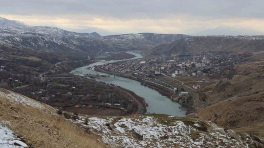 Elazığ'daki Palu Kalesi'nde dağ keçileri dronla havadan görüntülendi