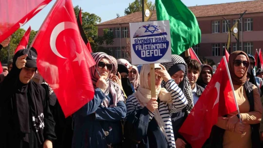 Filistin'e destek için yüzlerce kişi meydanı doldurdu