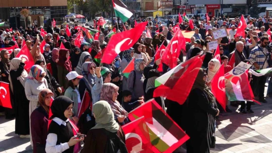 Filistin'e destek için yüzlerce kişi meydanı doldurdu