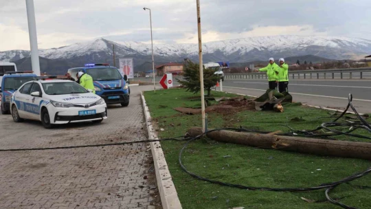 Refüje çıkıp elektrik direğine çarpan araç takla attı: 5 yaralı