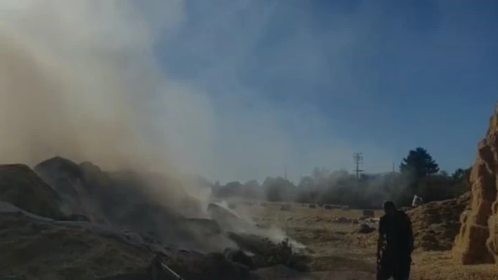 Elazığ'da tonlarca saman balyası kül oldu