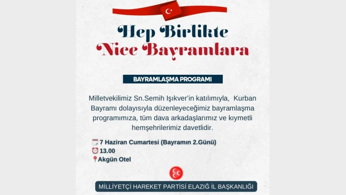 MHP'de Bayramlaşma Cumartesi Günü